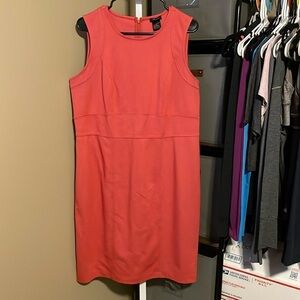 Ann Taylor Fitted Structured Sheath Dress Sz Large Brick Red Orange
